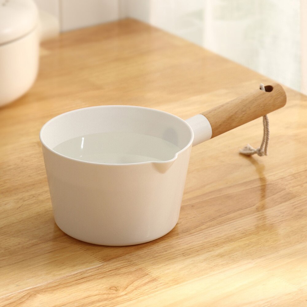 Kitchen Wooden Long Handle Water Ladle Bathroom Bailer White Water Scoop Home Accessories: Default Title