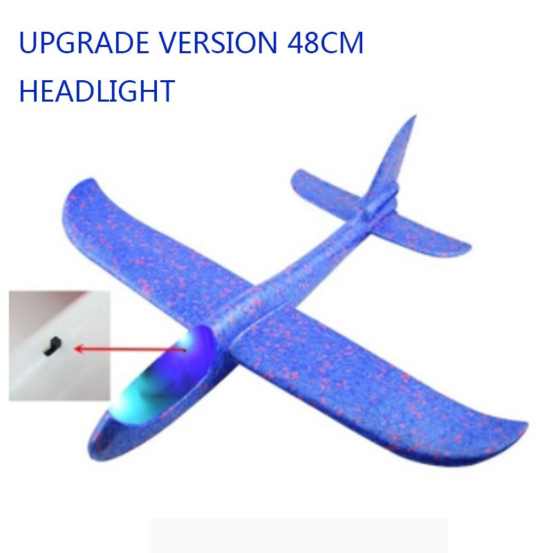 48CM Manual Throwing Foam Aircraft Manually Launching Aircraft Toys Educational Model Toys Children&#39;s Outdoor Sports Games Toys: LED Blue 48cm