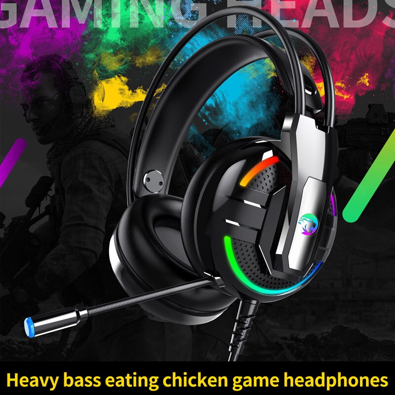 RUO A18 Wired Gaming Headsets HD Microphone Stereo Surround Noise Cancelling USB 3.5mm RGB Light For Tablet Laptop PS4 PC Xbox