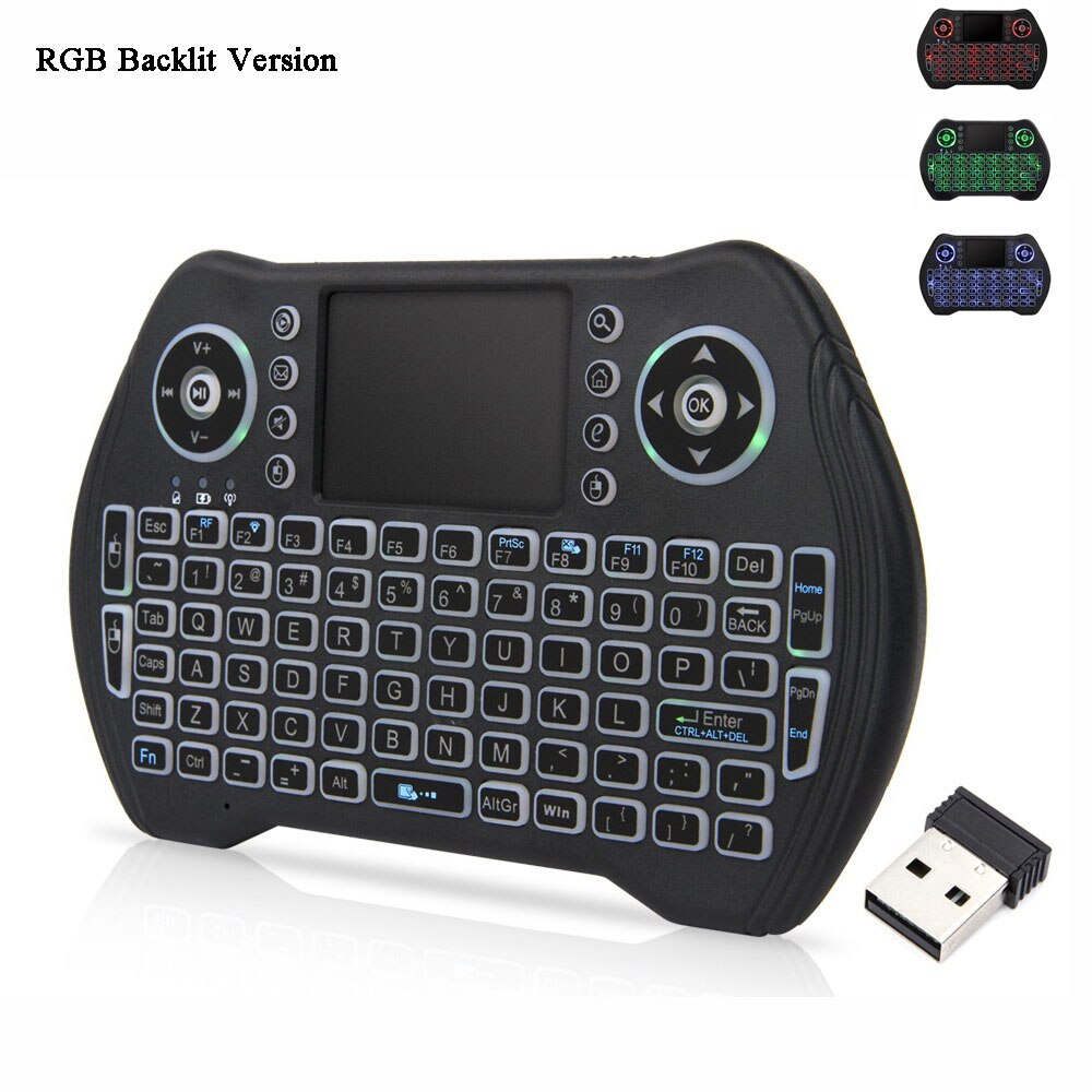 RGB Backlit Keyboard with Touchpad Rechargeable 2.4Ghz Wireless Fly Air Mouse Mini Smart Game Keypad for Computer Android TV Box: RGB Backlit