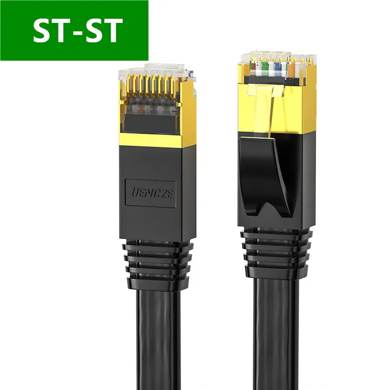 CAT 7 Ethernet Cable RJ45 Cat7 Lan Cable 1M 2M 3M 5M 10M RJ 45 Flat Network Cable Patch Cord UP&Down Right Angle 90 Degree Cable: army green / >100m