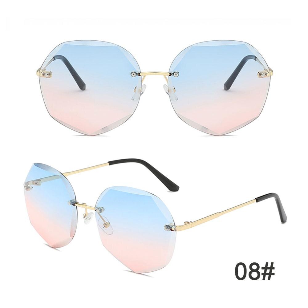 Women Polygon Rimless Sunglasses Metal Anti Ultraviolet Marine Film Sunglasses: 08