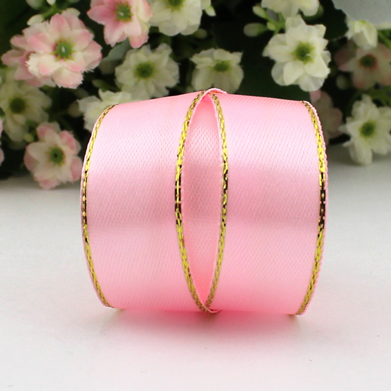 (25 Yards/rolle) 20mm Satin Band Gold Rand Verpackung Handmade DIY Band Rolle