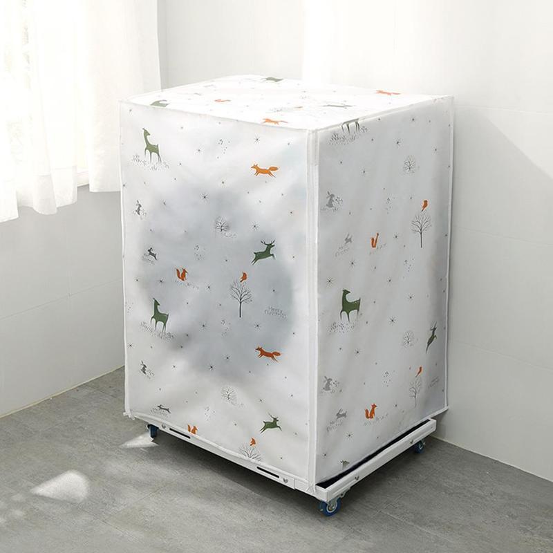 Washing Machine Cover Peva Proof Open Protective Cover Dust Sunscreen Front Waterproof Dust Top K0q4