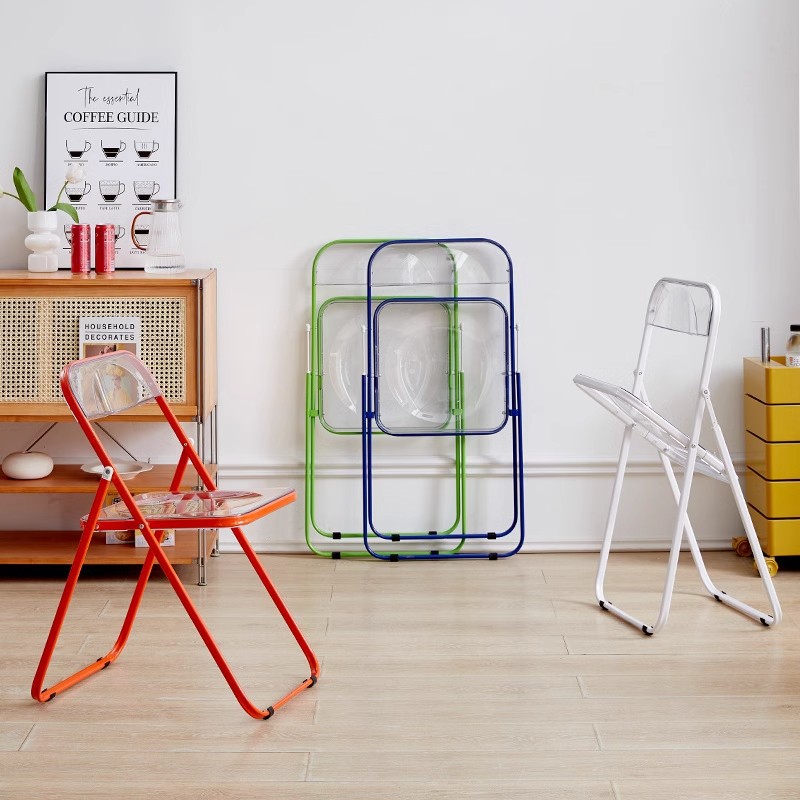 Silla plegable transparente, silla de comedor moderna y sencilla a la para el hogar, tienda de ropa acrílica, tienda de té de la leche, silla plegable de ocio
