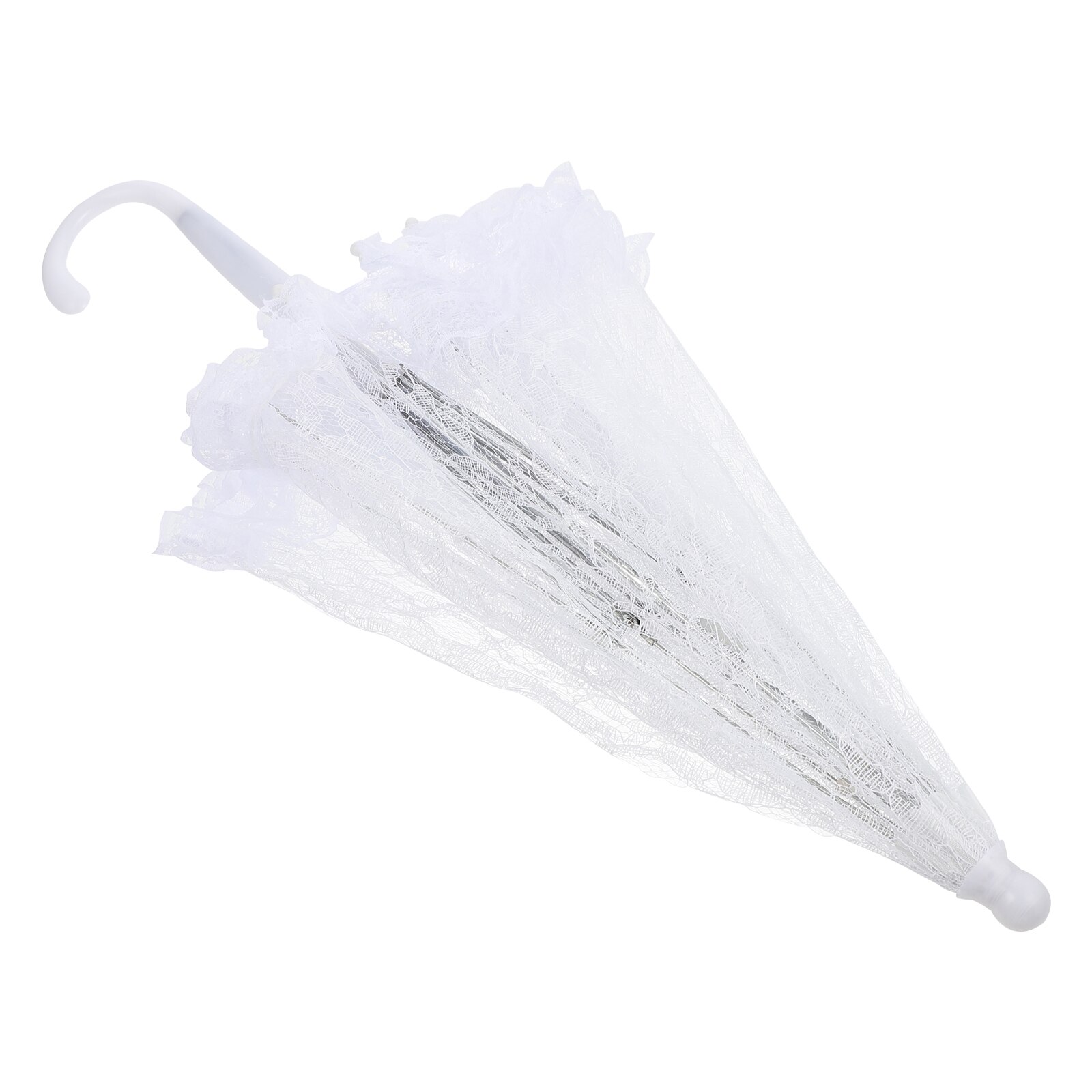 Sombrilla de encaje bordado para mujer, accesorio romántico de disfraz Vintage, 1 unidad: White