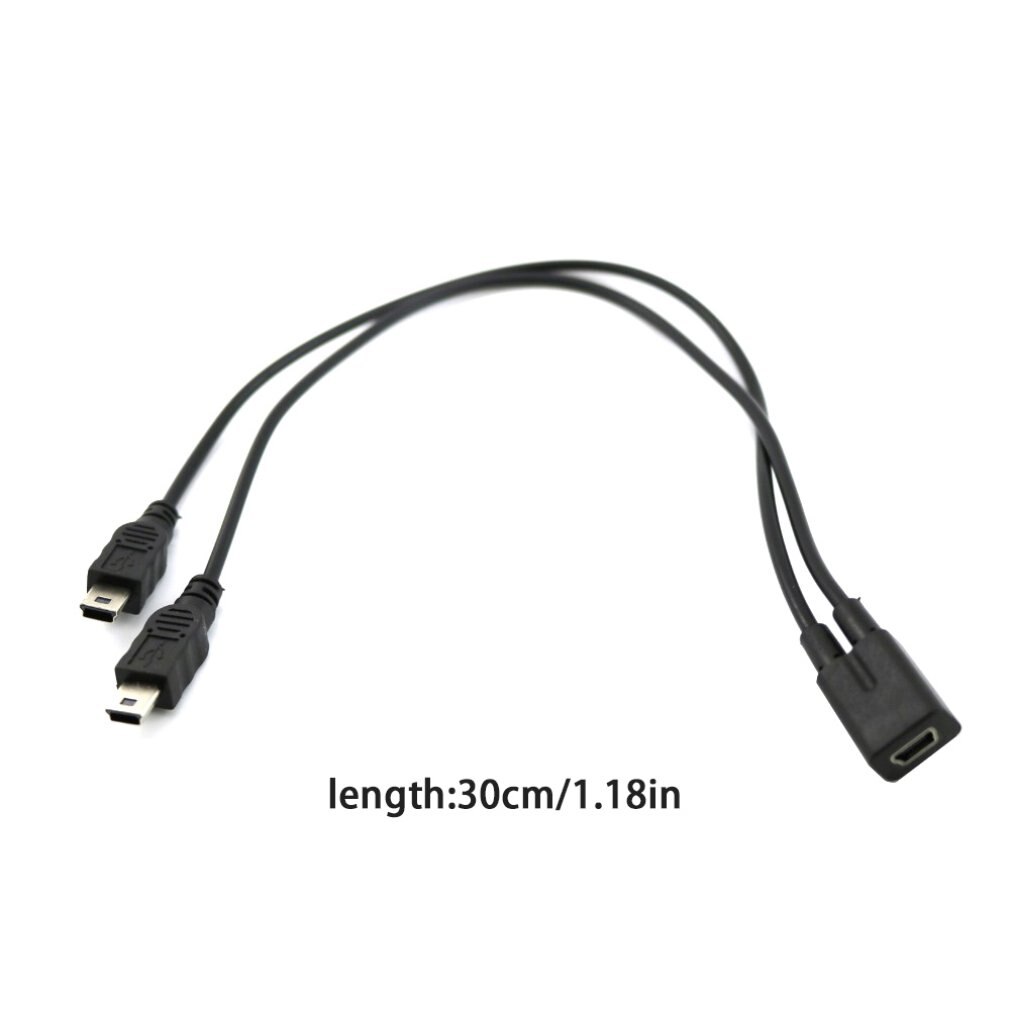 Mini USB 1 to 2 Y Splitter Cable USB 2.0 Mini 5-Pin Female to Double 2 Male Converter High Speed Charging Cable Cord