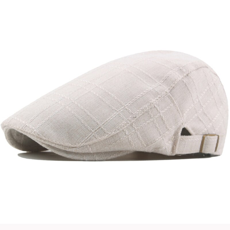 HT3193 hombres boinas para mujeres ropa de algodón sombrero de la boina ajustable Retro Ivy vendedor de tapa plana Primavera Verano hombre mujer boina Retro Pac: Beige Adjustable