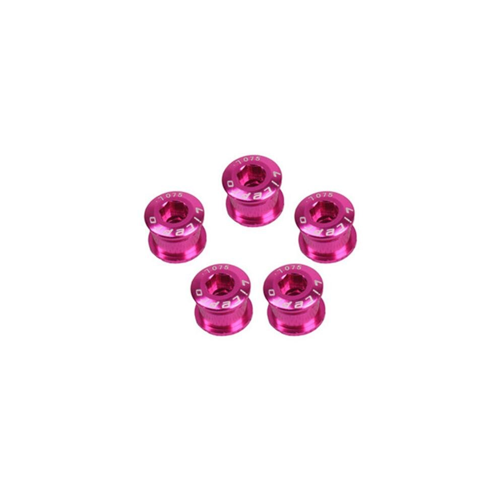5 Stks/set Fiets Crank Chain Wheel Bolt 8 Kleuren 7075 Aluminium Mtb Kettingblad Bouten Enkele Kettingwiel Bouten: pink