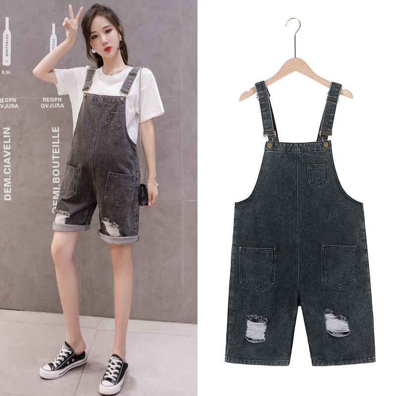 Pregnant Women Summer Suspenders Braces Denim Shorts Jeans Adjustable Strap High Waist Maternity Cotton Overalls Loose Jumpsuits