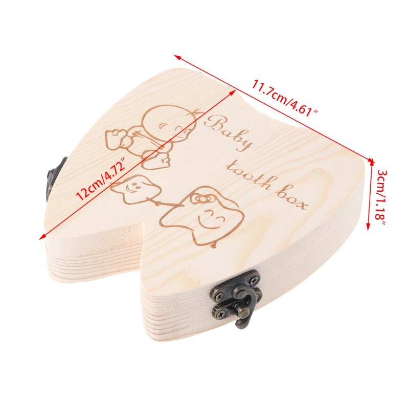 Mælketandkasse træ mælketænder arrangør opbevaring drenge piger spar souvenir æske mælketænder æske
