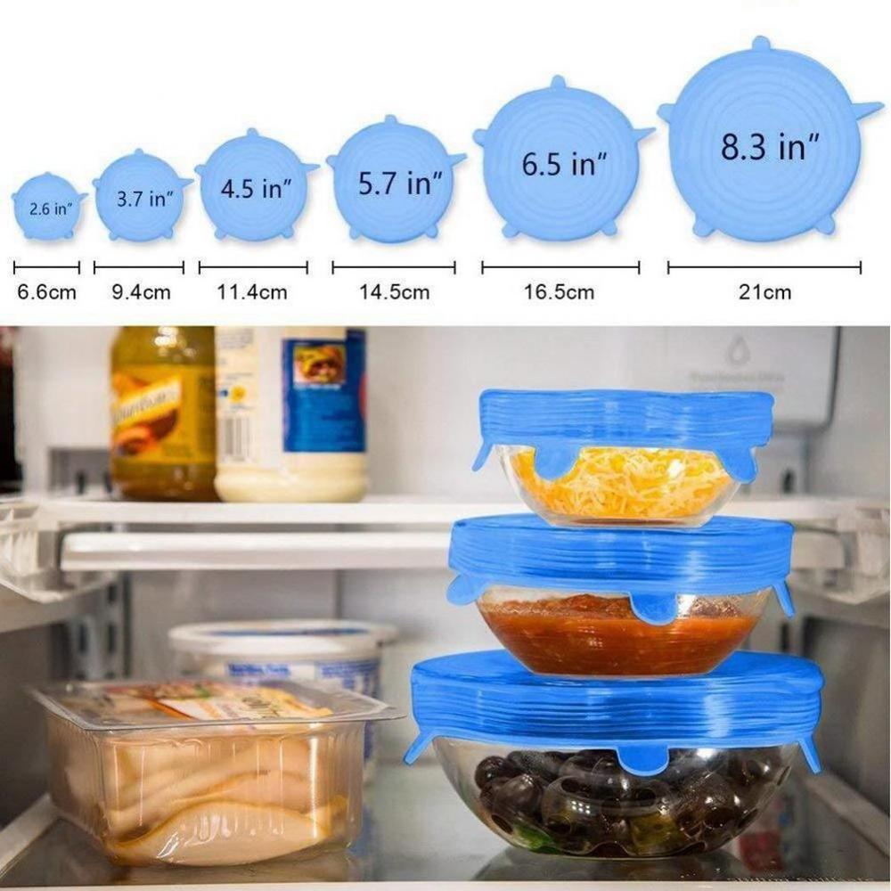 Kitchen Silicone Stretch Lids Silicone Durable Food Saver Covers Stretchable Silicone Food Saver Mixing Bowls Covers 6 Pieces