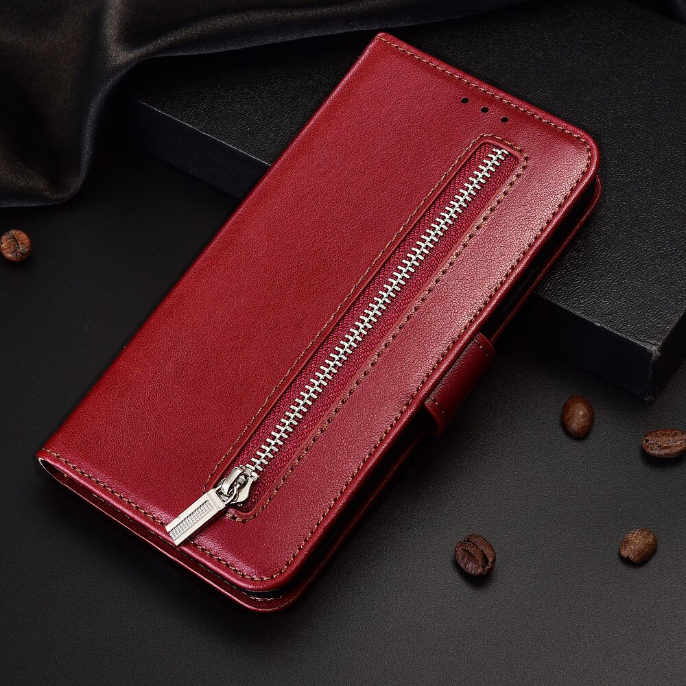 Case For Alcatel 3X 5058I 5058Y Case Zipper Wallet Flip Leather Case Alcatel 3X 5058 Soft Coque Fundas: 61Zipper-WineRed