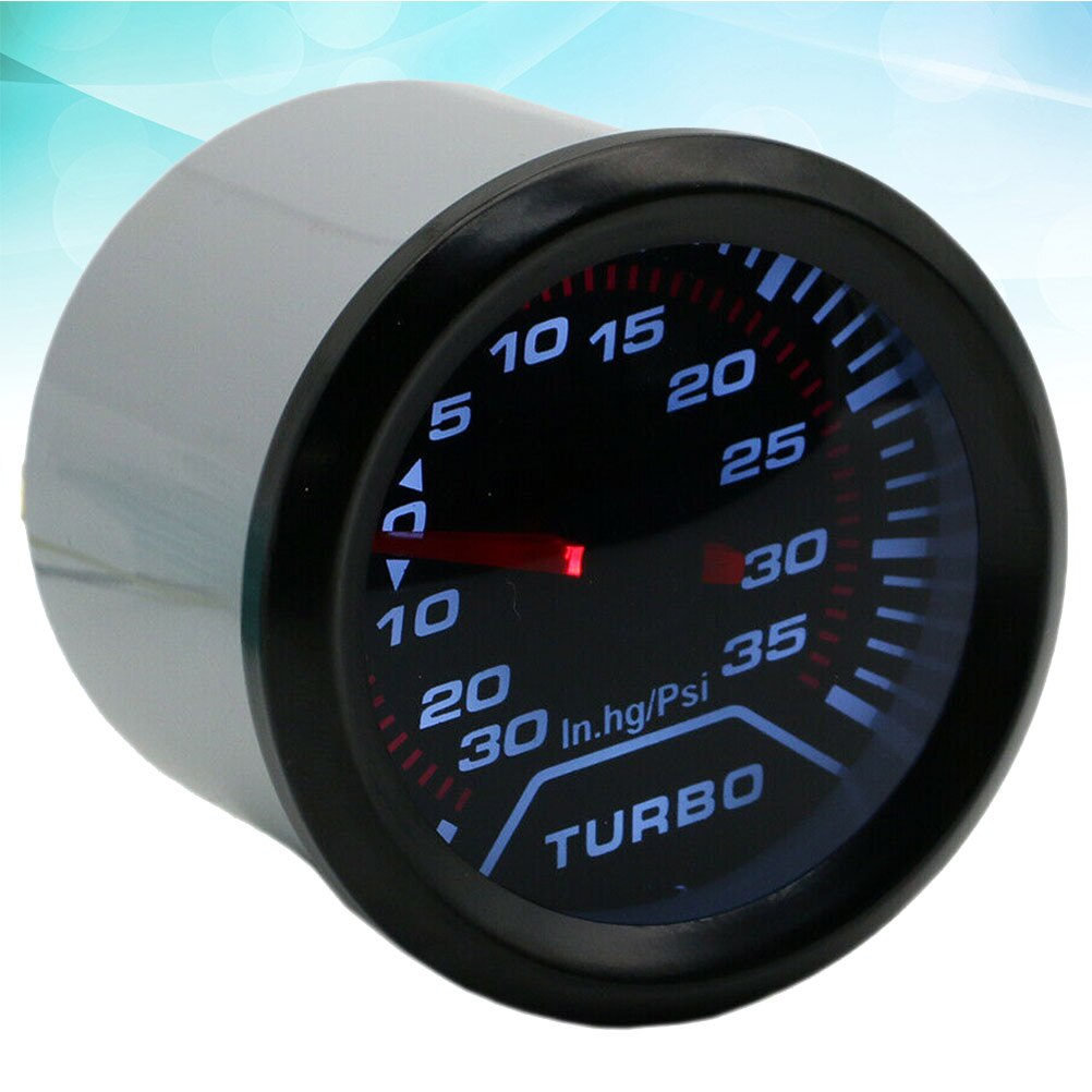 12V Auto IN-HG Psi Meter Vervanging Wit Licht Auto Boost Gauge (Zwart, Willekeurige Kleur Beugel)