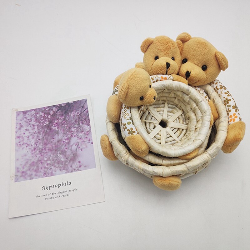 Cute Rabbit Storage Baskets Easter Rabbit Straw Basket Egg Basket Decoration Easter Home Decoration Ornaments