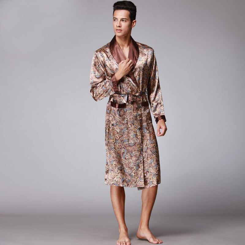 Kinesisk herr rayon pyjamas robe de nuit morgonrock morgonrock lös pyjamas ledig hemtjänst herr kimono morgonrock för män: Stil 1 / Xxl