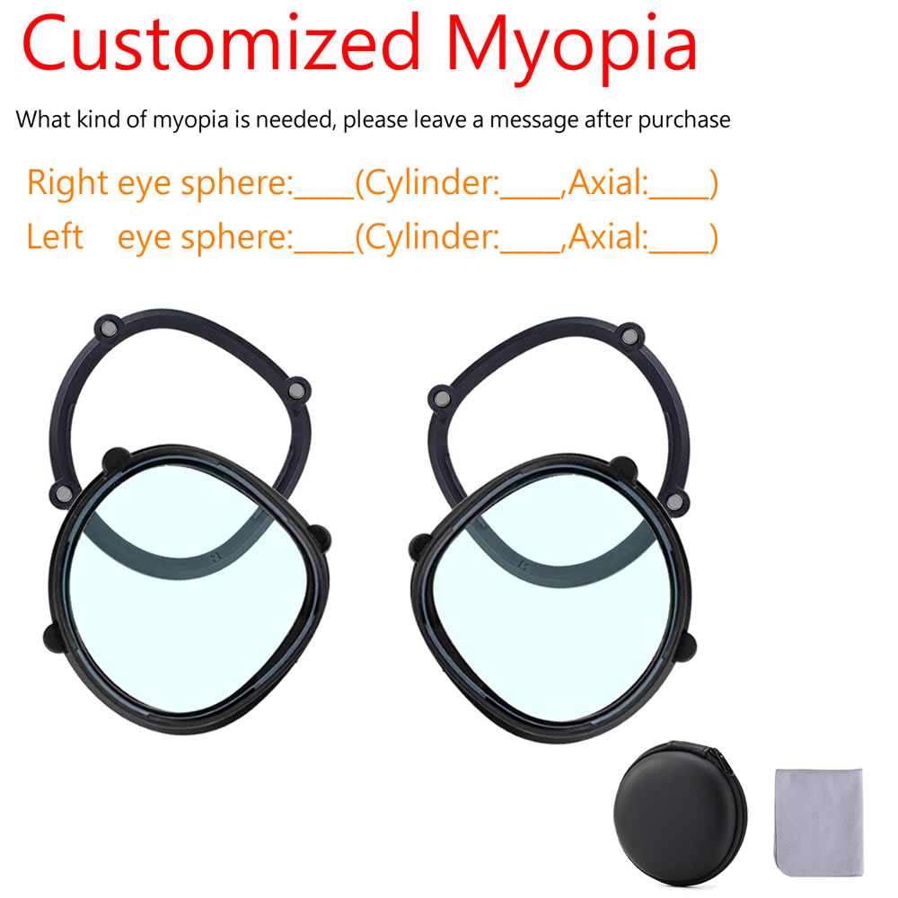 For Oculus Quest 2 Quest 3S Myopia Lens Magnetic Eyeglass Anti Blue Light Glasses Disassemble Protection VR Prescription Lenses: Purple Green