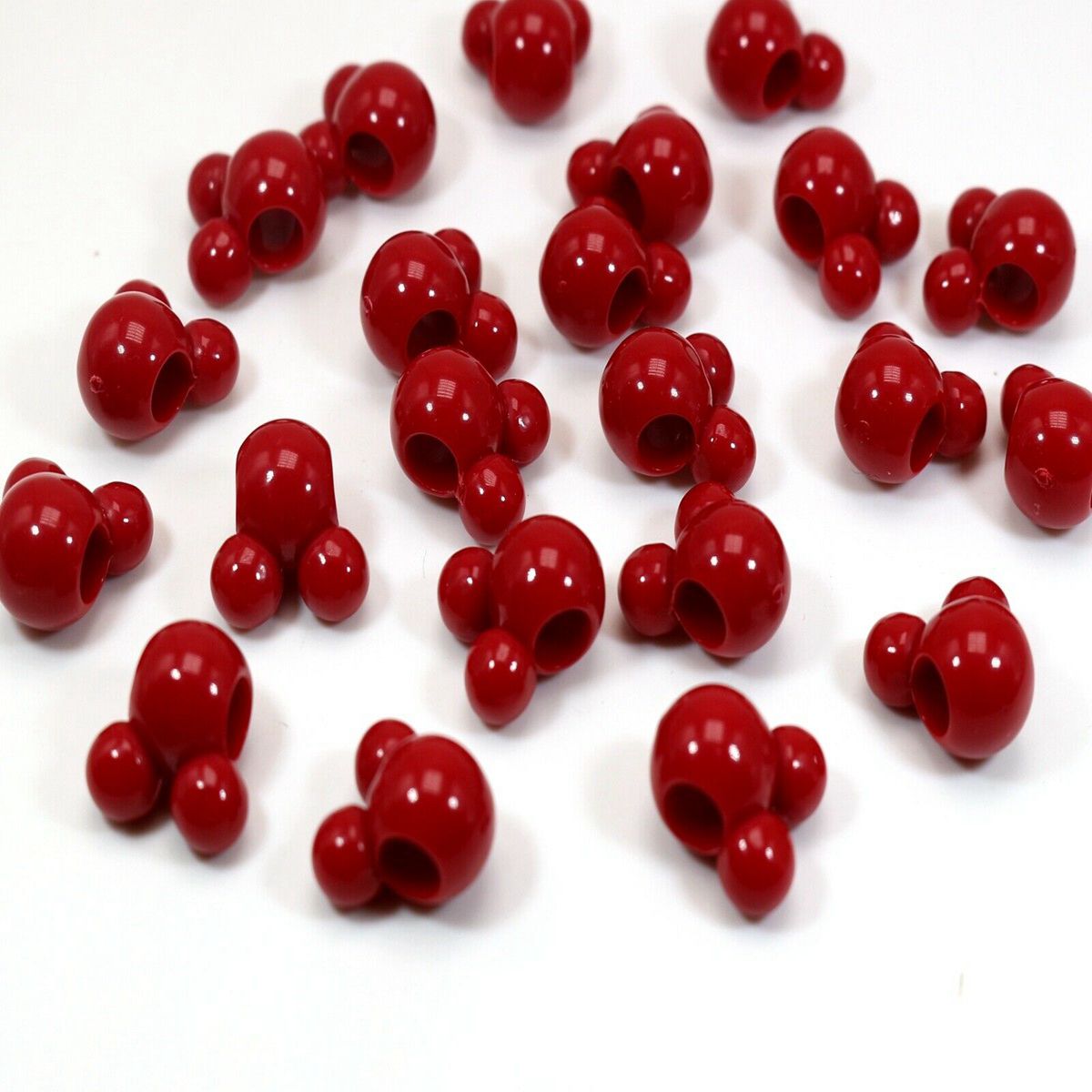 Craft DIY Black Red Color Acrylic Mouse Face Charm Beads 14mm 16mm Large Hole: Red / 50PCS 16MM