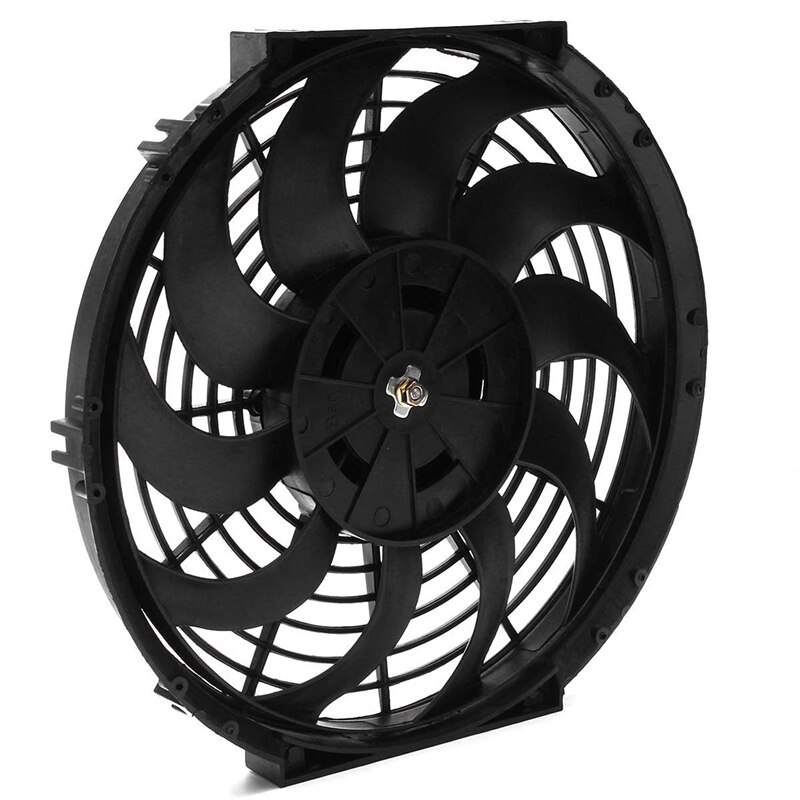 Aire acondicionado Universal para coche, 12 pulgadas, 12V, 80W, 2100RPM, refrigeración electrónica, ventilador Delgado, Kit de refrigeración eléctrica de hoja curva