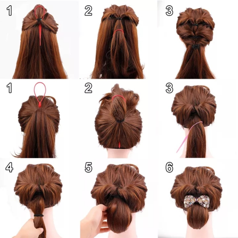 2/4 Uds. Horquillas mágicas para el cabello para mujer, horquillas para moño, cabeza de moño, Clip de goma, accesorios para el cabello para mujer, herramientas para trenzado de cabello