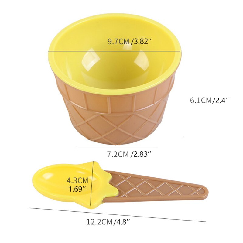 1 Pcs Lovely Kids Ice Cream Bowls With Spoon Reusable For Kids Boys Girls Cute Ice Cream Dessert Tool Set