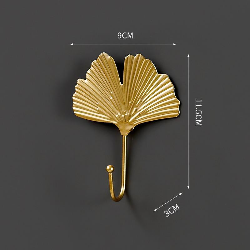 Gold Leaf Shape Hanging hooks Punch-Free Wall Hanger Hanging Storage Rack For Towel Cloth Self Adhesive Household Organizer: A