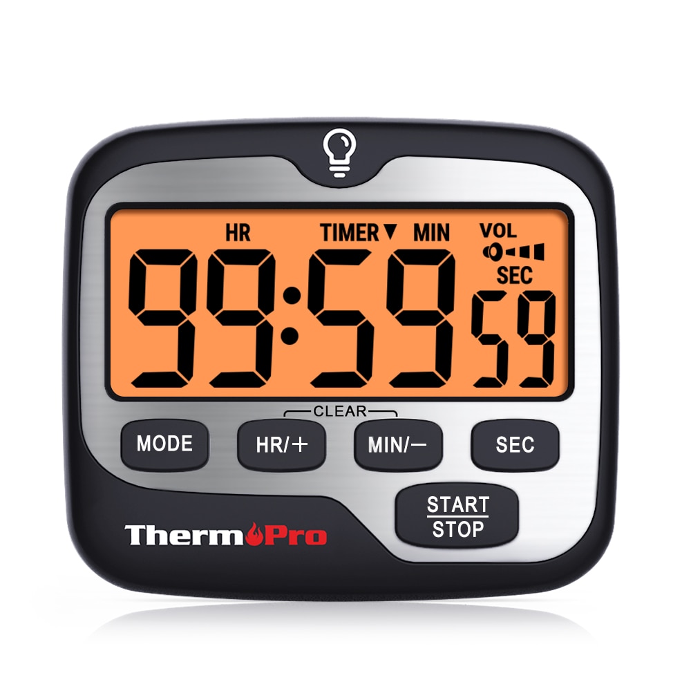 Thermopro  tm01 digitalt kök matlagning timer med stor bakgrundsbelysning display nedräkning och countup timer 12/24h klocka läge