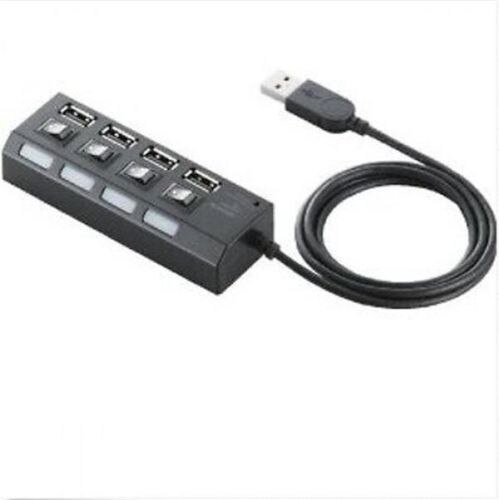 USB 4 Port High Speed USB 2.0 External Multi Hub Expansion LED Switch Laptop PC
