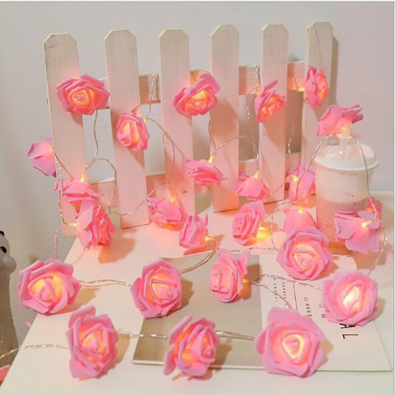 3M Rose Licht Decoratie Led Rose Voor Bruiloft Meisje Hart Kamer Valentijnsdag Tuin Nachtlampje Vuurvlieg Lights decor: Pink Rose / 3m 20 leds / USB powered