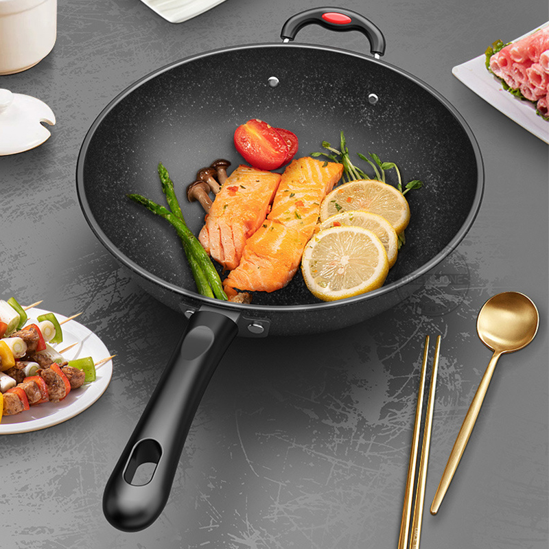 32Cm Koekenpan Keuken Kookgerei Anti-aanbak Graniet Wok Pannen Aluminium Pot Voor Elektrische, Inductie En Gas Kachels