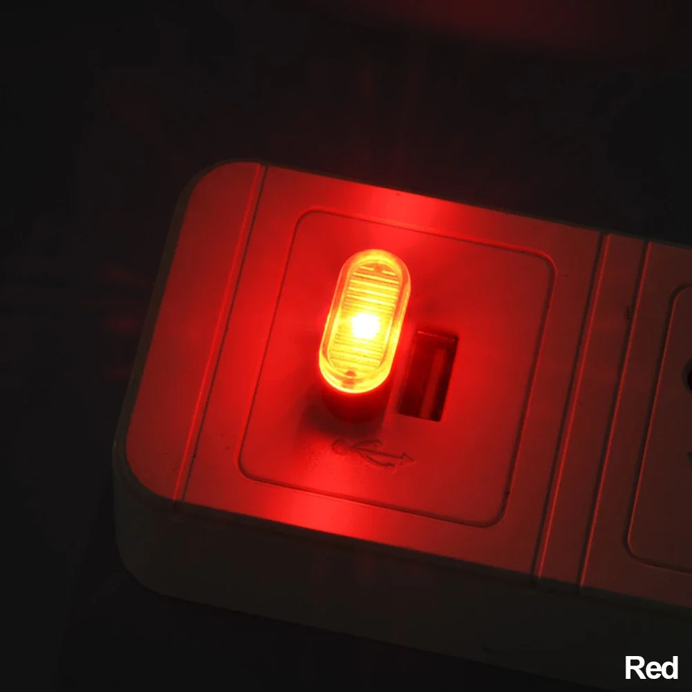 Usb ledet-billys auto interiør atmosfære lys dekorativ lampe nødbelysning pc auto fargerikt lys biltilbehør: Rød