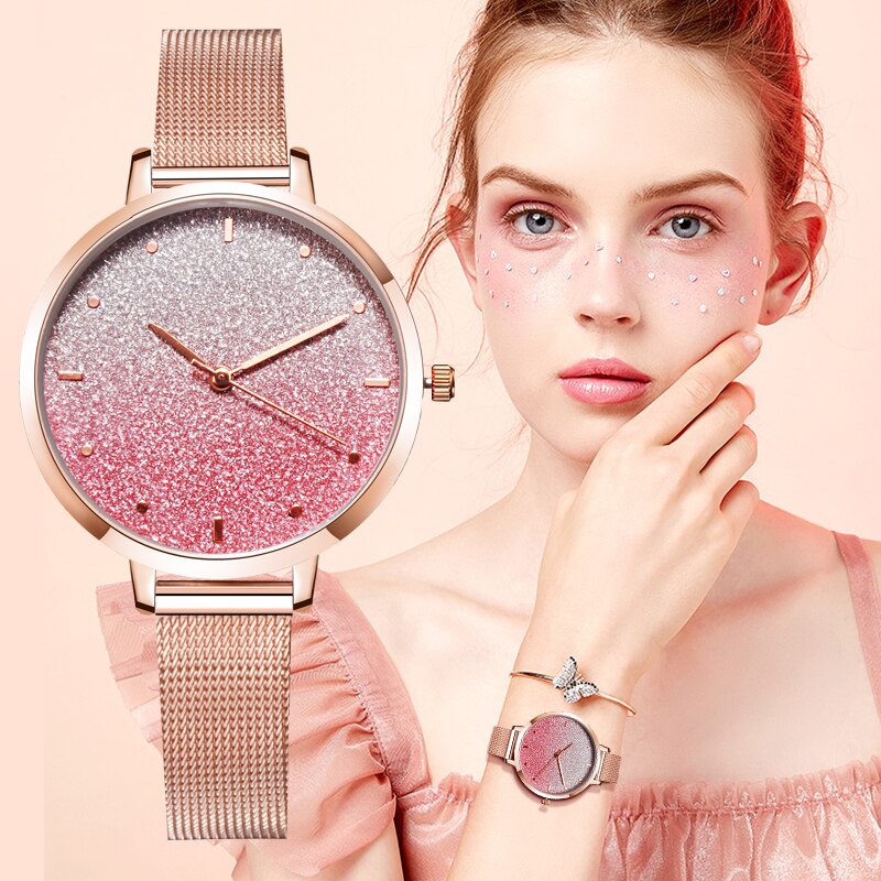 Womens Armband Horloge Luxe Elegante Jurk Horloges Rose Goud Dames Mode Horloges Klok relogio feminino