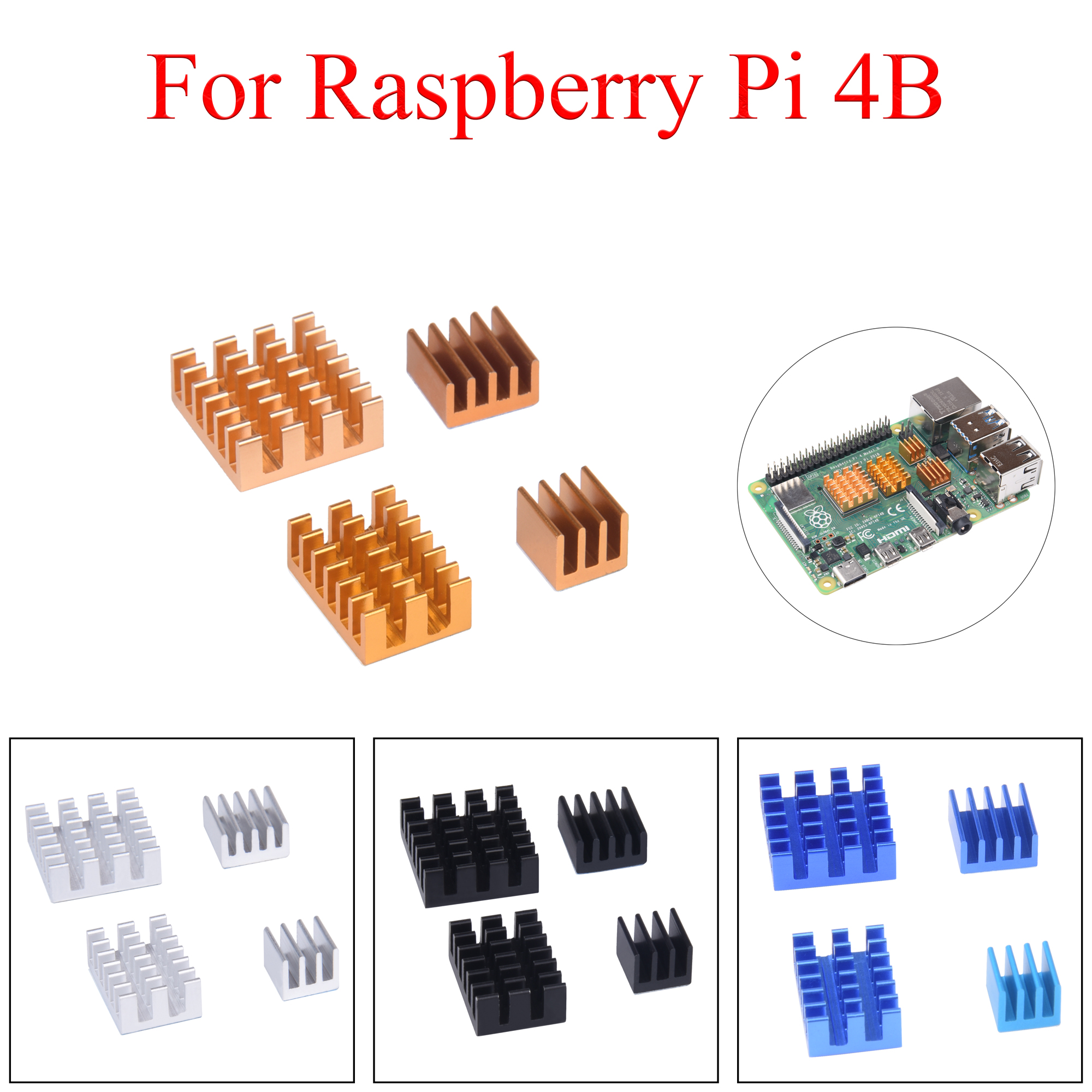 Aluminium Koellichaam Koeling Sink Cooler Heatsink 4 Stuks Kit Radiator Voor Raspberry Pi 4 Model B