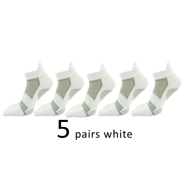 Whlyz Yw 5 Paren/partij Katoen Vijf Vingers Sokken Antislip Ademend Aparte Tenen Verminderen Bacteriële Groei Sokken Met tenen Zwart: WHITE