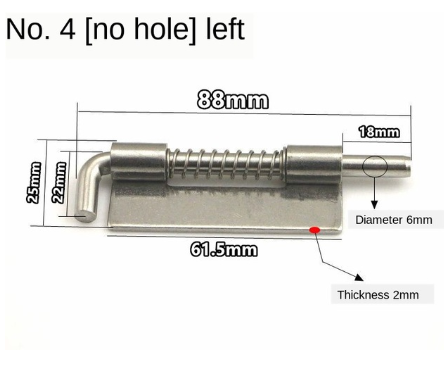 304 Stainless Steel loaded Hinge bisagras Security Spring bolt Barrel Latch for Industrial Welding Distribution Cabinet Hardware: 4-NO hole-L