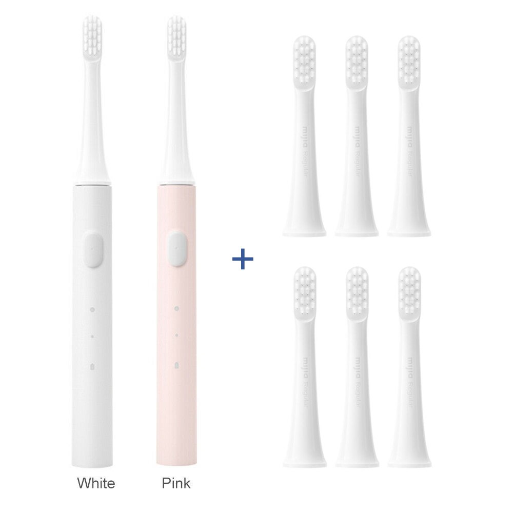 XIAOMI-cepillo de dientes eléctrico inteligente Mijia T100, cepillo de dientes sónico IPX7, resistente al agua, con cabezal: W and P and  6Head