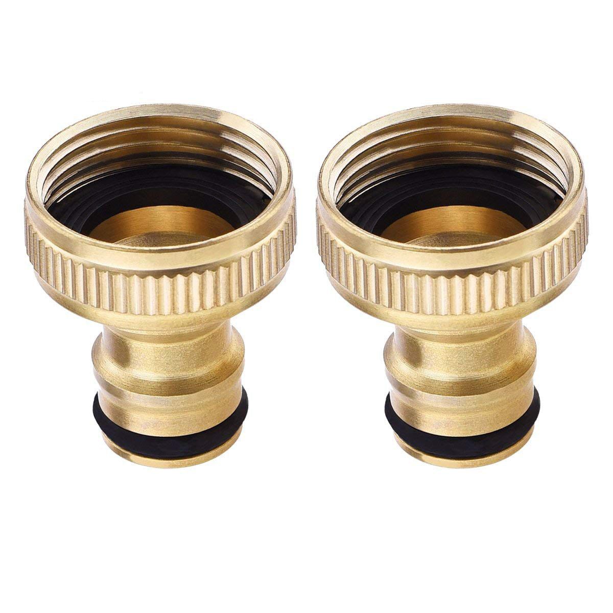 2 Pack 3/4-Inch Garden Hose Tap Connector Brass Garden Hosepipe Tap Connector Threaded Faucet Adapter For UK Outdoor Taps.