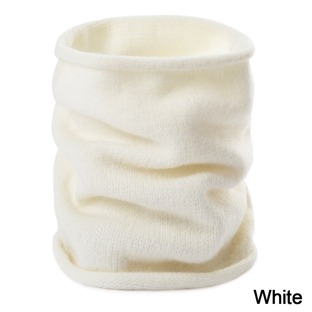 REAKIDS Inverno Sciarpa Del Bambino Per Le Ragazze E Ragazzi Carino Addensare Caldo O Anello Delle Donne Del Collare di Colore Solido del Cotone Lavorato A Maglia Sciarpa per L'uomo: white