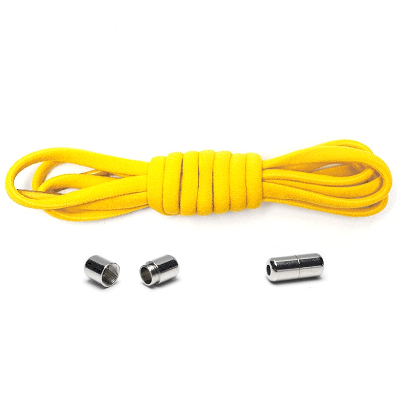 Cordones elásticos redondos sin lazos para niños y adultos, zapato Unisex, cordones para zapatillas, Color sólido, cierre rápido, 1 par: 03 Yellow