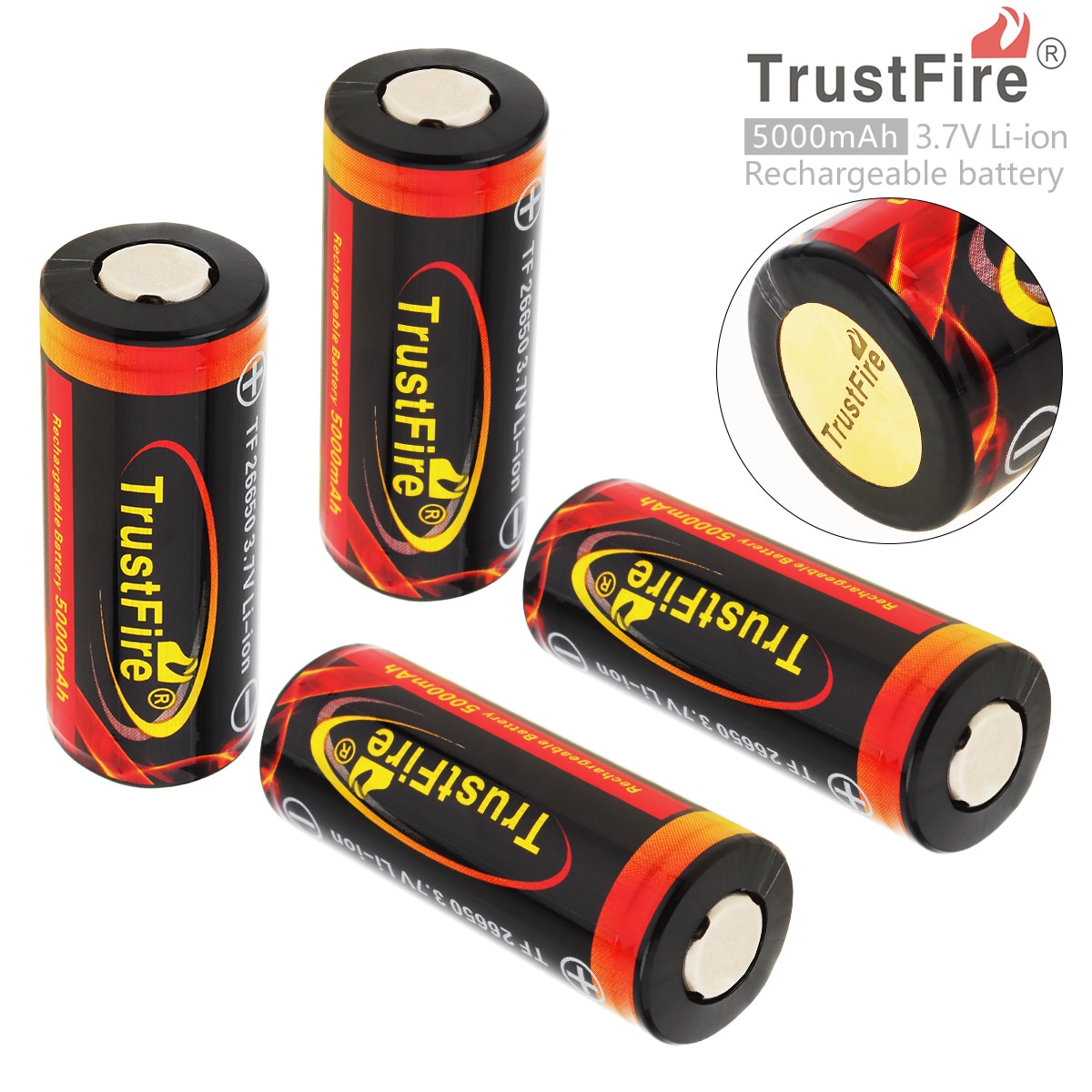 4 Pcs Trustfire 3.7V 26650 5000 Mah Li-Ion Oplaadbare Batterij Bateria Met Beschermde Pcb Voor Led Zaklampen Koplampen