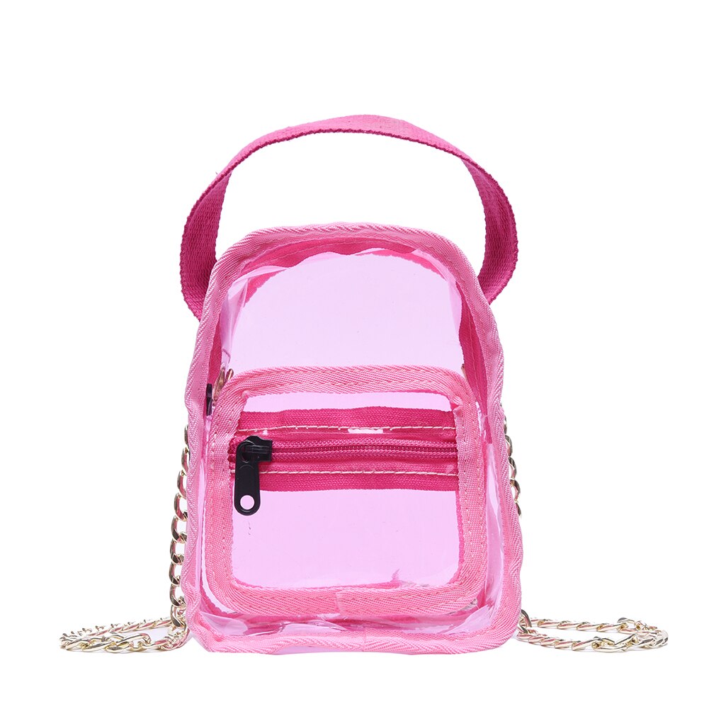 PVC transparente Mujer Crossbody bolsas de mensajero de hombro Jelly pequeña cadena transparente PVC mujeres Messenger Clutch Bag: Rosa
