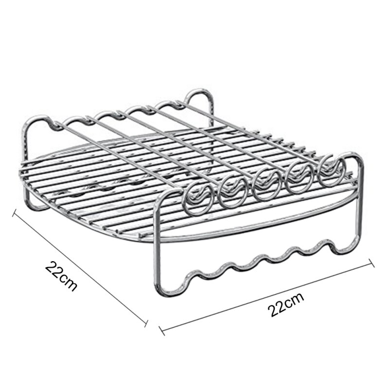 Double Layer Rack for Airfryers Household Air Fryer Double-layer Air Fryer Rack Grill Barbecue Supplies (22CM Five-needle Round): B