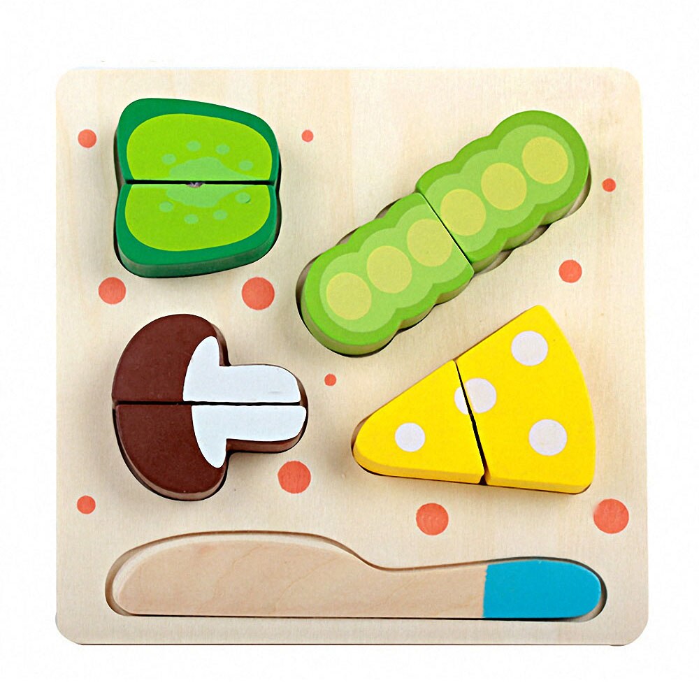 6 stilarter træ træskæring frugt grøntsager dessert puslespil køkken legetøj børn foregiver lege madlavning pædagogisk legetøj: Champignon