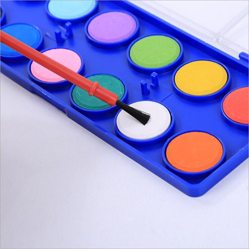 1Set Portable hand-painted watercolor set 12 color beginners entry paint boxed solid watercolor paint learning painting supplies