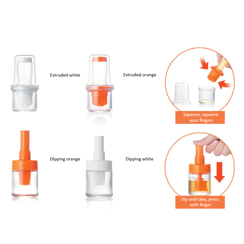 Cepillo de cocina de 2 tipos, herramientas de silicona para repostería, pincel de cocina resistente al calor con botella de aceite de plástico