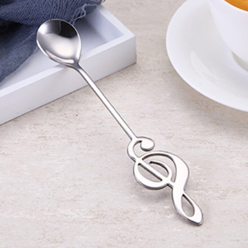 S Rvs Muzieknoot Koffie Roeren Lepel Suiker Ijs Mok Dessert Thee Lepel: Silver