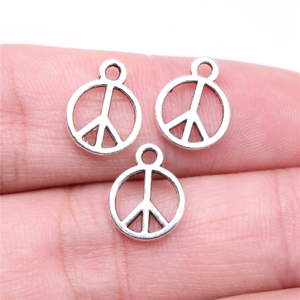 40pcs Peace Charms Pendant Antique Silver Color Peace Symbol Charm Pendants Jewelry Accessories DIY Peace Sign Charms: B15940-13x10mm