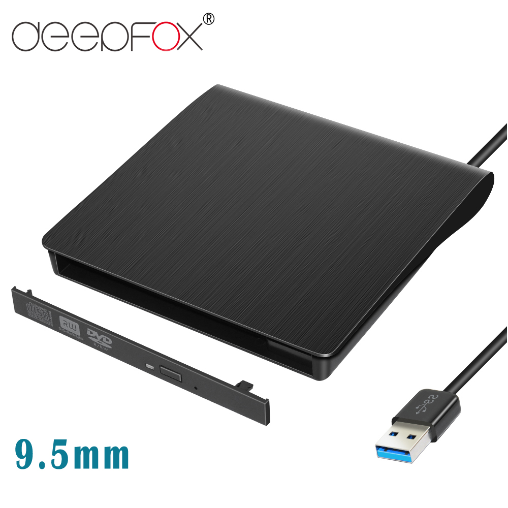 DeepFox Kit custodia per unità ottica USB 3.0 SATA da 9,5 mm Custodia mobile esterna Custodia per DVD/CD-ROM per laptop senza unità ottica