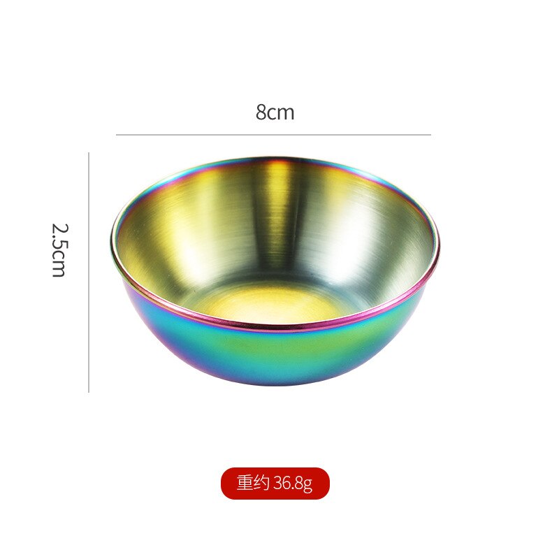 Stainless Steel Soy Sauce Dish Round Small Dish Golden Sauce Seasoning Dish Home Hotel Kitchen Japanese Dipping Sauce Dish: colorful