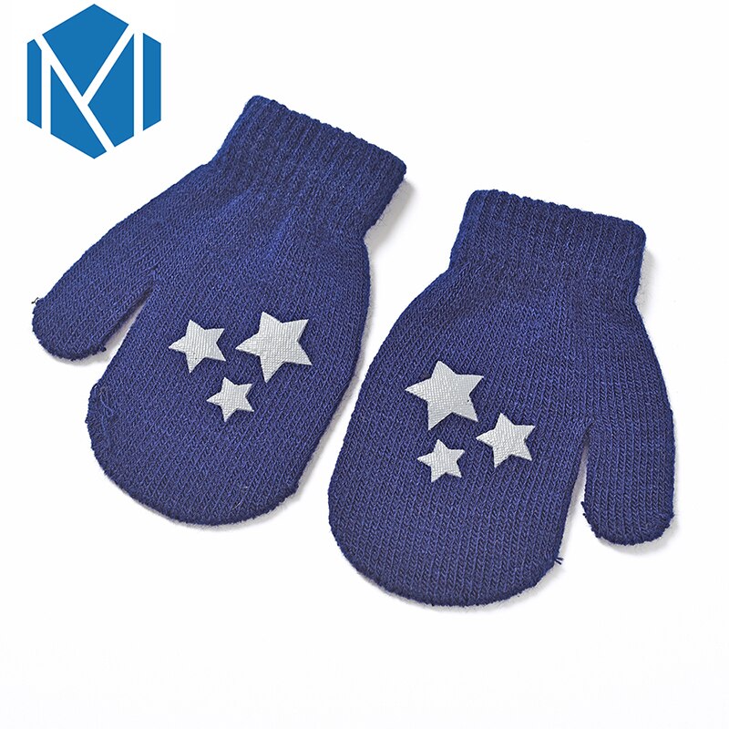 Miya Mona Star Kids Children Unisex Winter Warm Lanyard Glove Boy Girls Wool Knitted Luvas Covered Fingers Mittens Gloves
